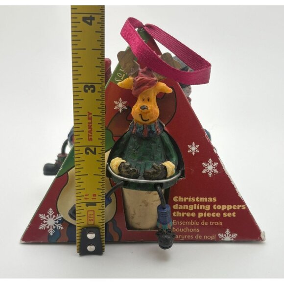 Christmas Dangling Wine Toppers Santa Snowman Reindeer Set Of 3 Bottle Stoppers - Picture 4 of 7